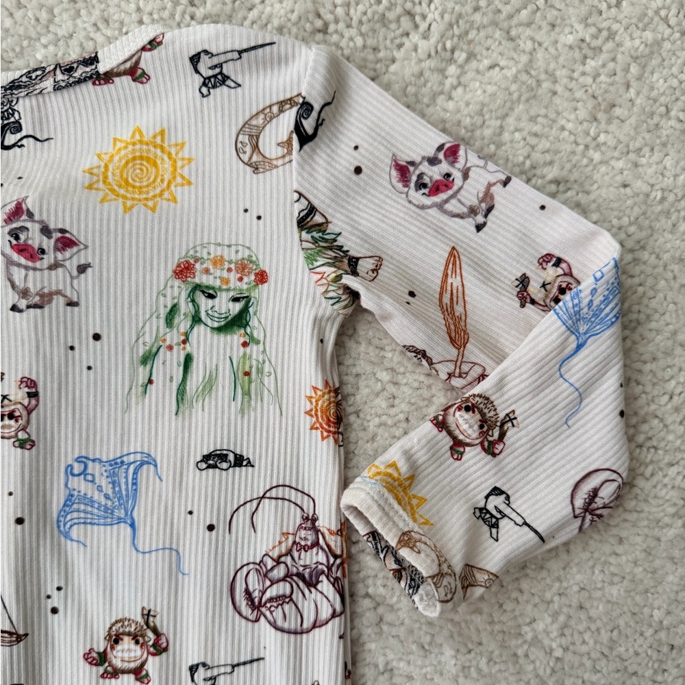 Lama Littles Disneys Moana Kids Convertible One Piece Footie Pajama - Picture 10 of 11